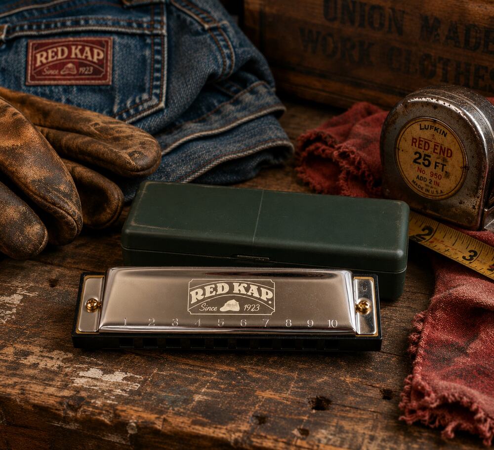 Vintage Hohner Red Kap Promotional Harmonica Bicentennial 1976 w Case